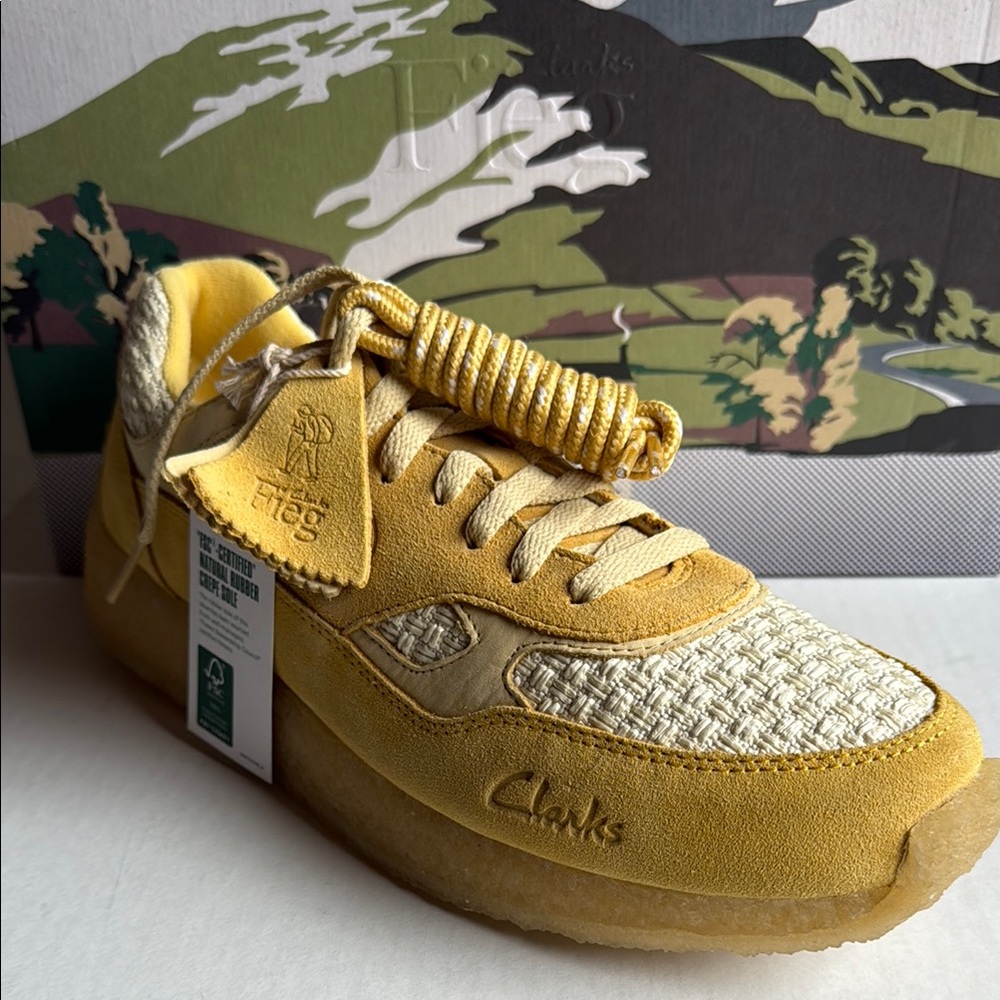 Clarks Yellow and Cream Sneakers